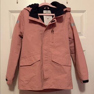 Girls Light Pink Fleece-Lined Hooded Jacket